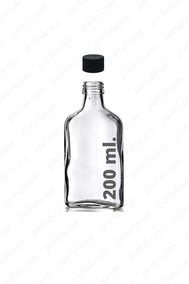 200ml Cold Brew Coffee Bottle Leak Proof Black Lid Glass Flat Bottle Suitable for Juice Etc Liquids