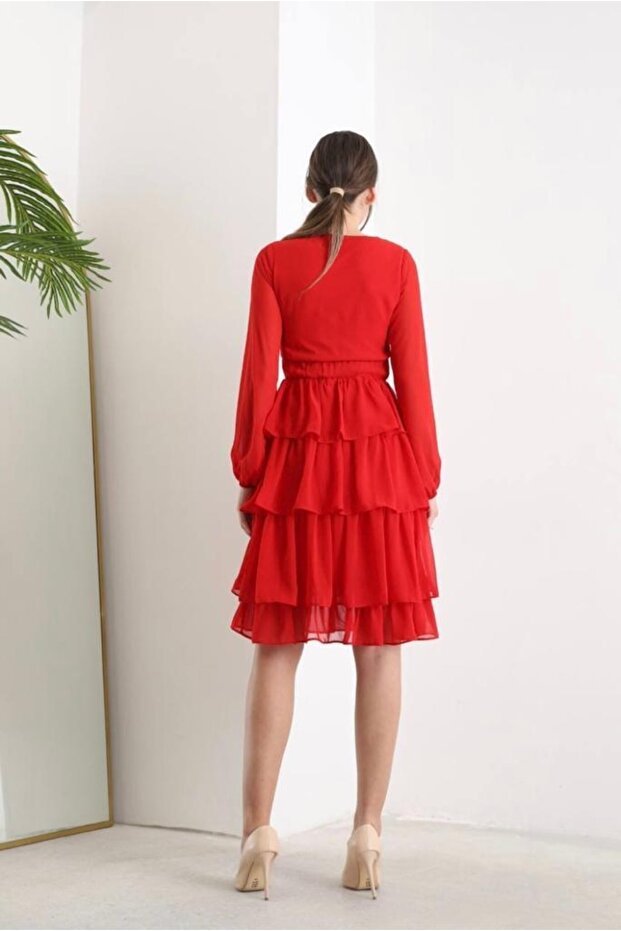 Kat Kat Şifon Elbise - 3