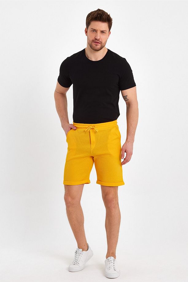 Erkek Waffle Regular Fit Casual Bermuda Şort - 1