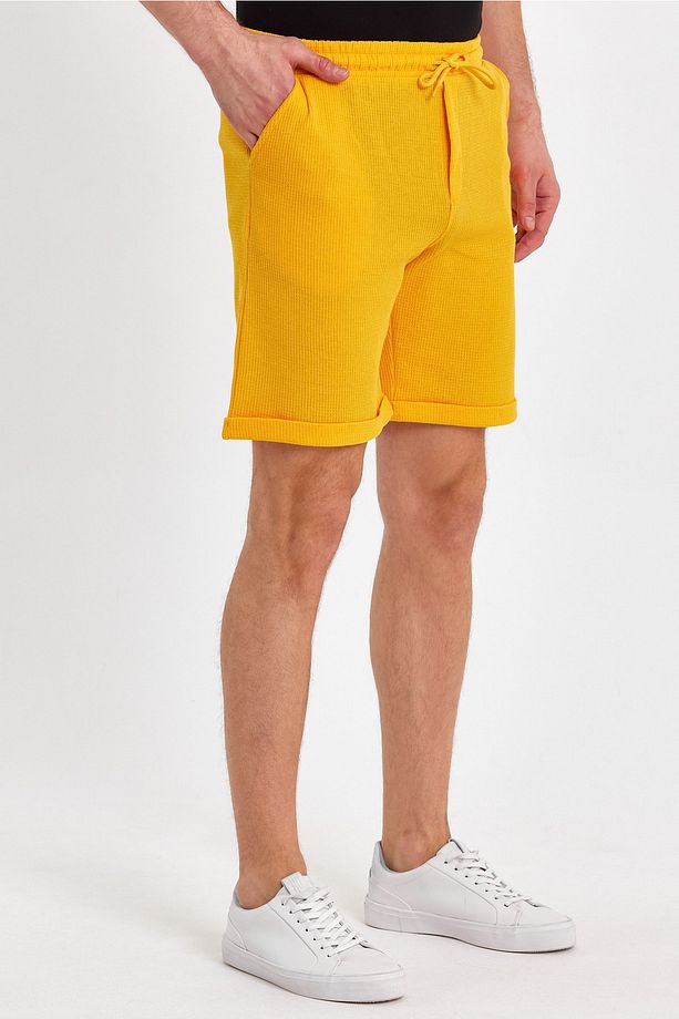 Erkek Waffle Regular Fit Casual Bermuda Şort - 4