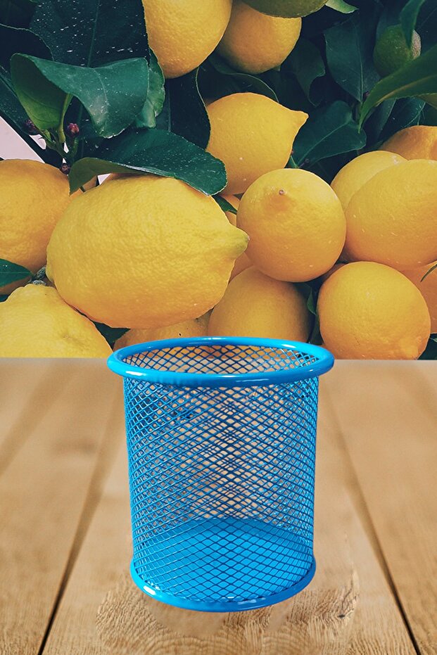 Desktop Mesh Metal Pen Holder 10 Cm Blue