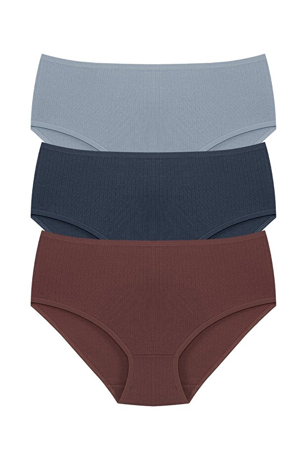 3-Piece Cotton Ribbed Plus Size Women's Panties