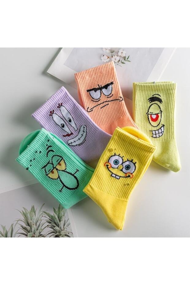 Unisex Patterned College Socks 5 Pack Extra Comfortable - 4