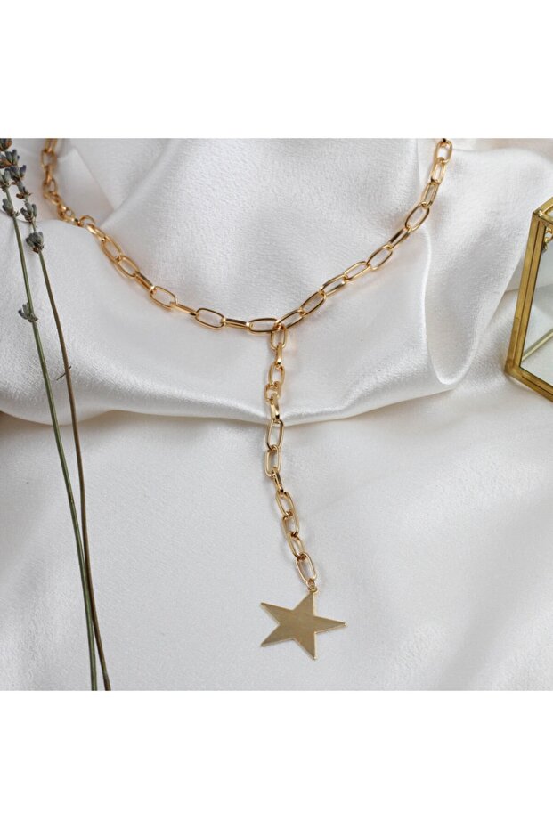 Unisex Star Detail Y Necklace