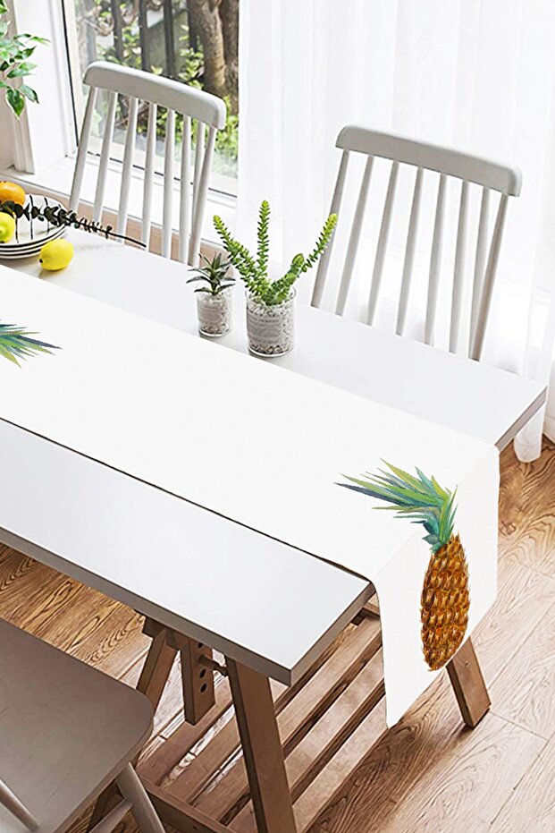 Pineapple Patterned Digital Printed Decorative Suede Runner - 2
