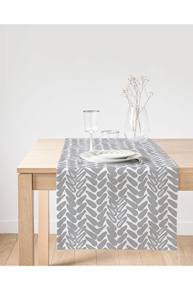 Geometric Patterned Digital Printed Modern Suede Runner - 1