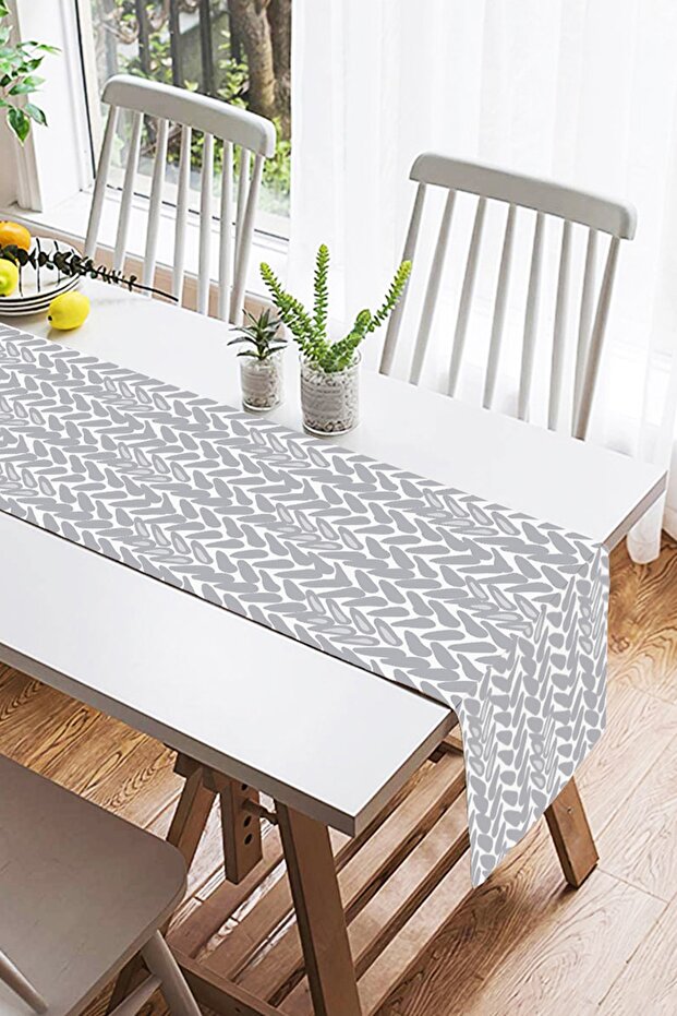 Geometric Patterned Digital Printed Modern Suede Runner - 2