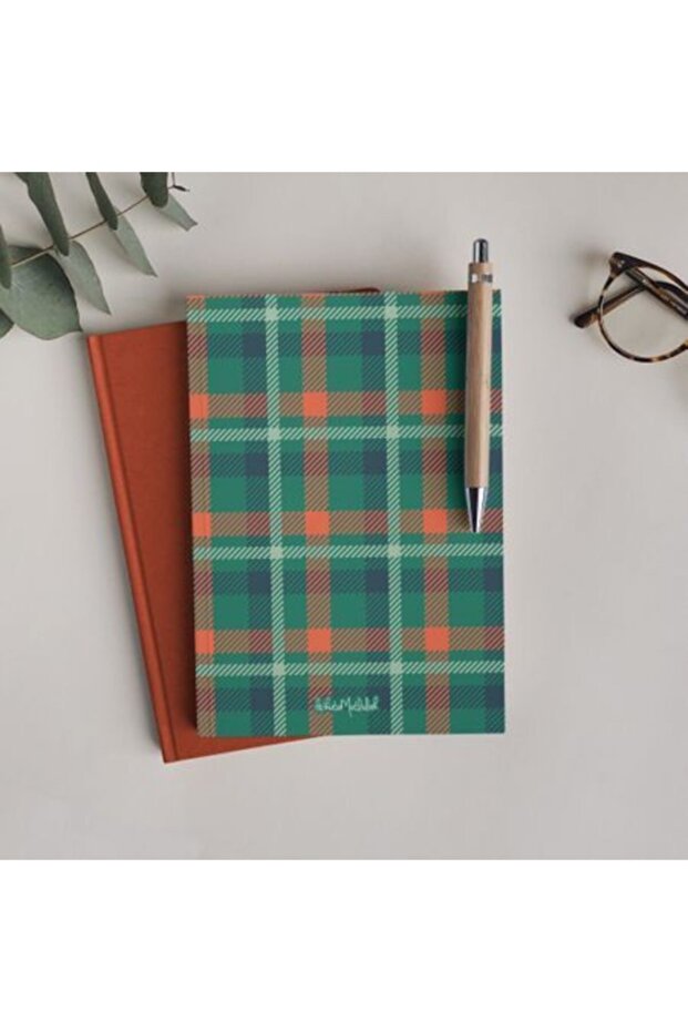 Gift - Unlined Notebook Series - N079 Green Plaid Notebook