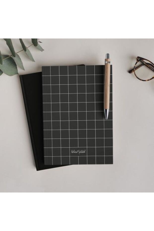 Gift - Unlined Notebook Series - N077 Black Cool Checkered Notebook
