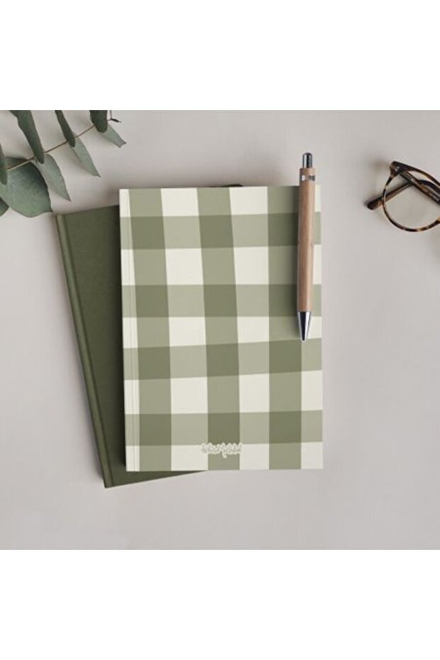 Gift - Unlined Notebook Series - N066 Khaki Green Lumberjack Shirt Pattern