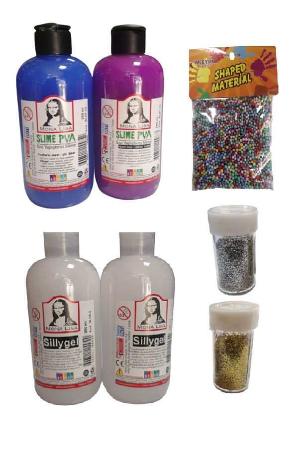 Slime Slaym Yapma Seti 250ml* 4 Adet + Toz Sim 2 Adet + Köpük - 1