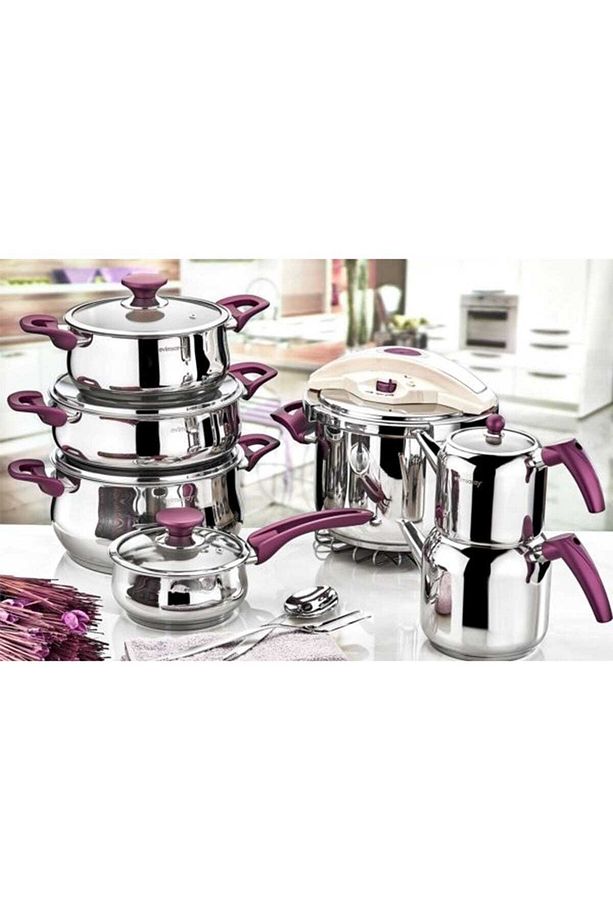 14 Parça Rüya Çelik Çeyiz Pembe Seti S-1570 - 1