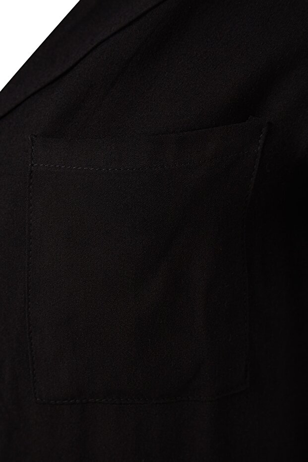Siyah Viskon Şortlu Dokuma Pijama Takımı THMSS19PT0004 - 7