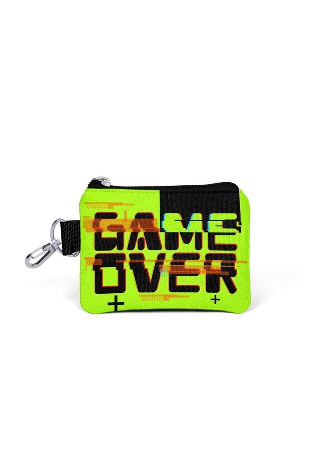 Kids Black Neon Yellow Game Over Patterned Coin Purse 21828