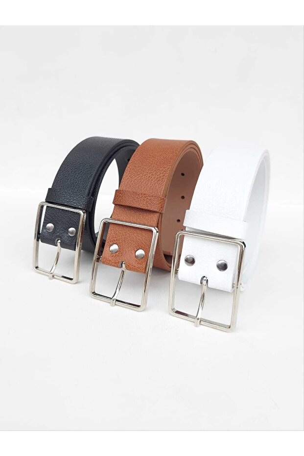 Kadın Siyah-taba-beyaz 3^lü Kemer Set - 1