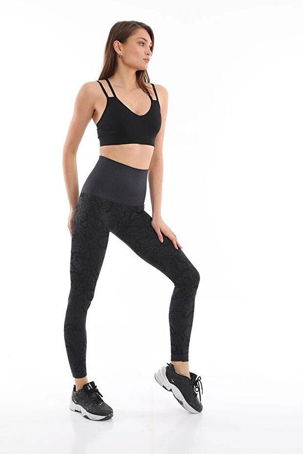 Smoked Special Extra High Waist Knitted Self-Patterned Women's Tights