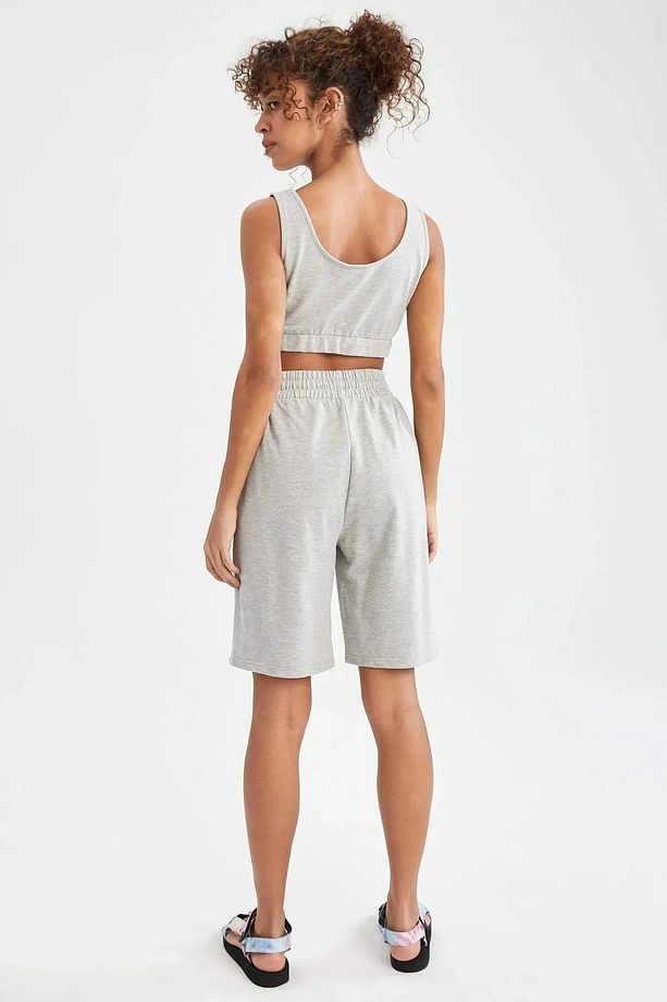 Gri Oversize Unisex Spor Şort - 4