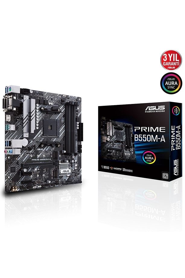 Prime B550m-a Amd B550 Am4 Ddr4 4400 Hdmı Dvı Vga Çift M2 Usb3.2 Argb Matx Pcıe 4.0 Ecc Ram Des - 1