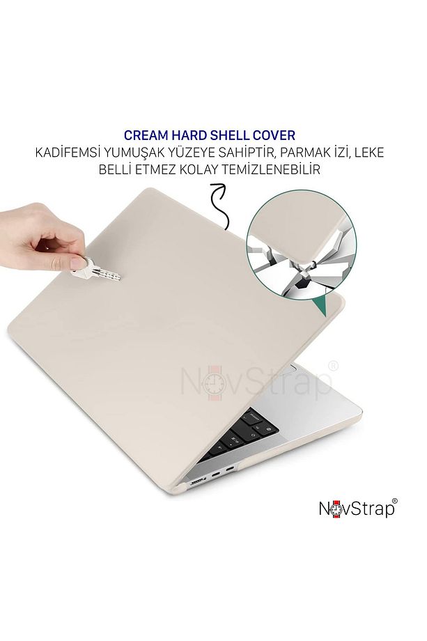 Apple Macbook Pro M1 M2 13" A2289 A2251 A1706 A1708 A1989 A2159 A2338 Kılıf Cream Kapak - 3