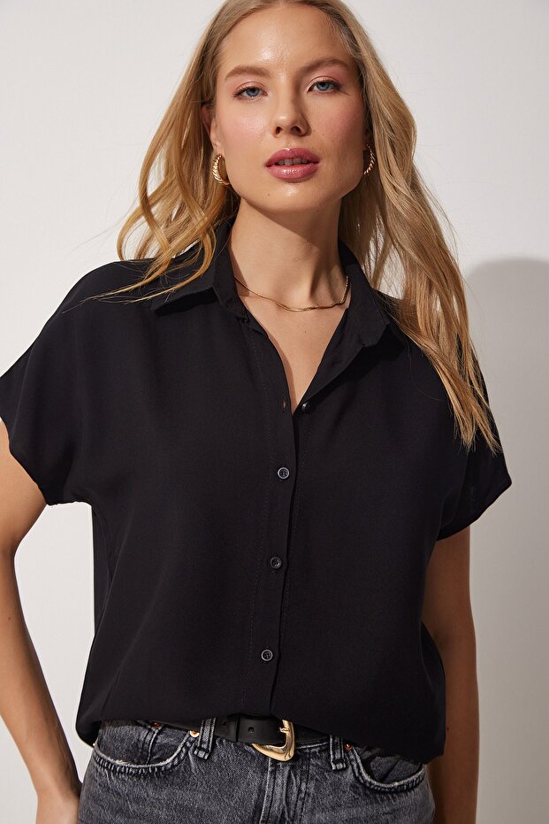 Women's Black Basic Viscose Shirt BH00382
