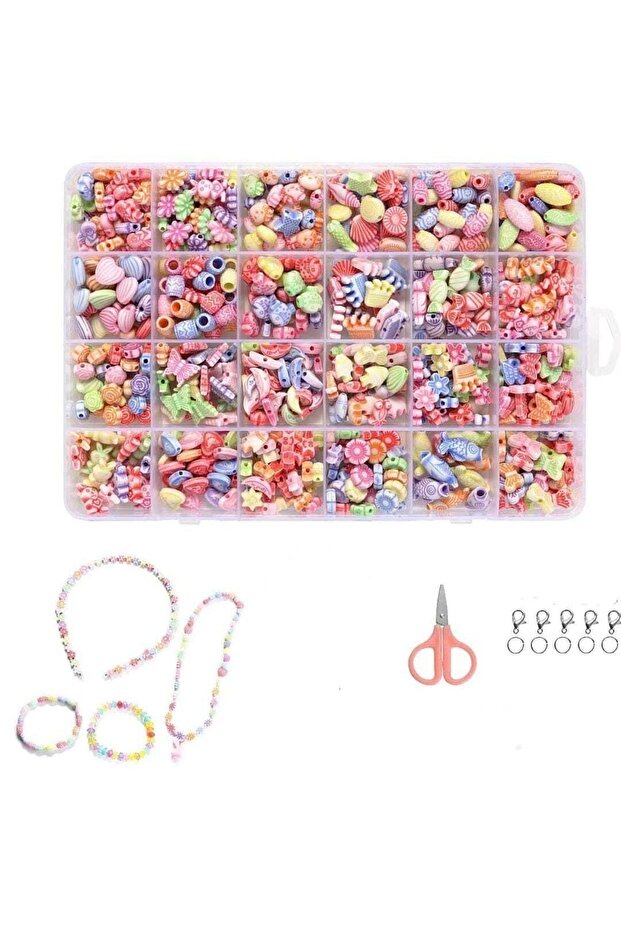 Giant Pastel Bead Hobby Set Necklace Bracelet Jewelry Making Set