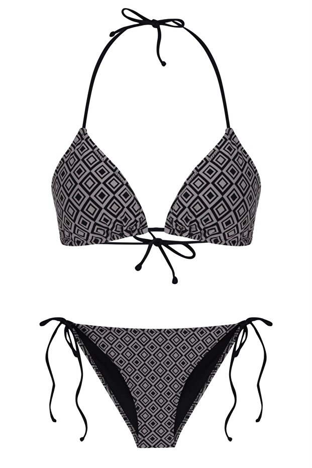 Patterned Triangle Bikini Set - 1