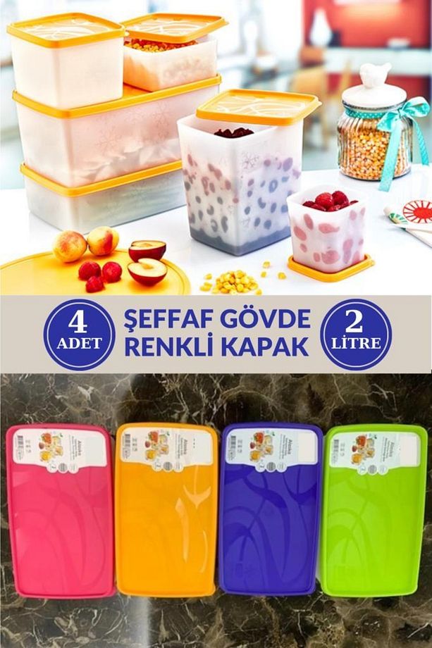 2 Litre Alaska No Frost Buzdolabı Dondurucu Erzak Saklama Kabı 4 Adet - 1