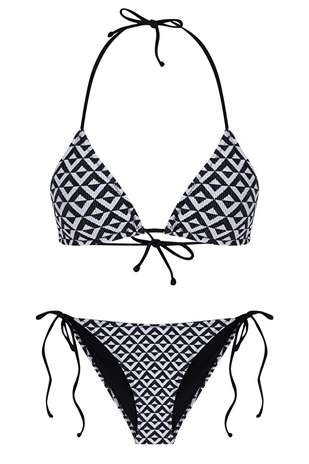 طقم بيكيني مثلث منقوش - 1