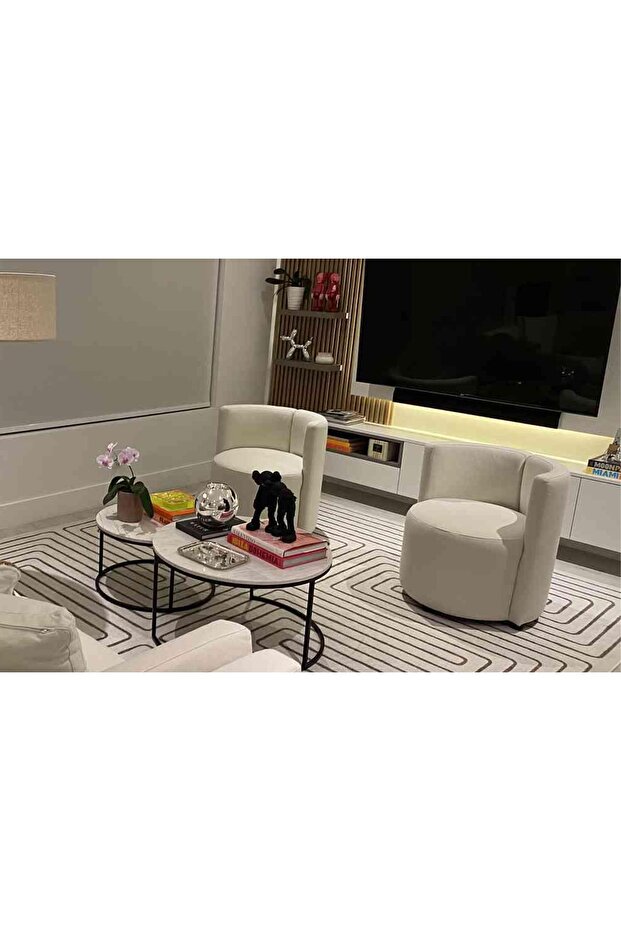 Mega Relax Berjer 2 Li Set, Beyaz - 5