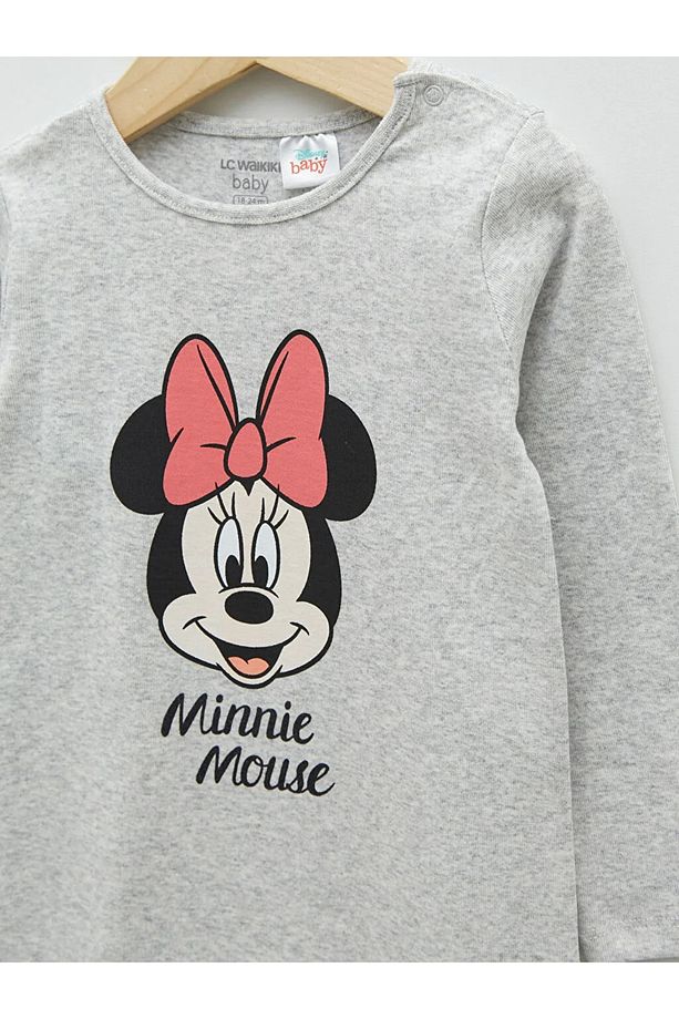 Lcw Bisiklet Yaka Uzun Kollu Minnie Mouse Baskılı Kız Bebek Tulum 2'li - 3
