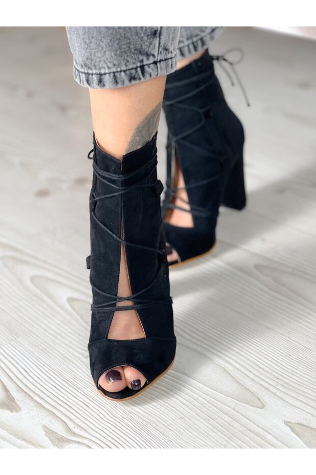 Happy Black String Summer Heels - 2