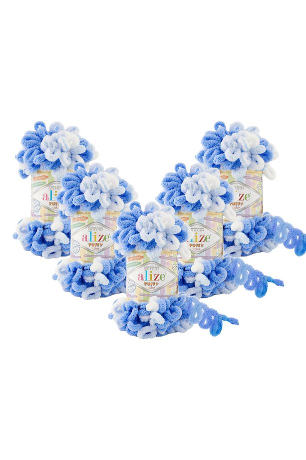 5 Adet Puffy Color - El Örgü Ipi Bebek Battaniye Panduf Atkı Hırka Ipi - 1