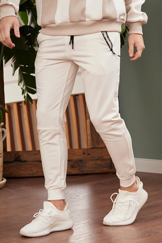 Men's Basic Sweatpants Ecru - 1