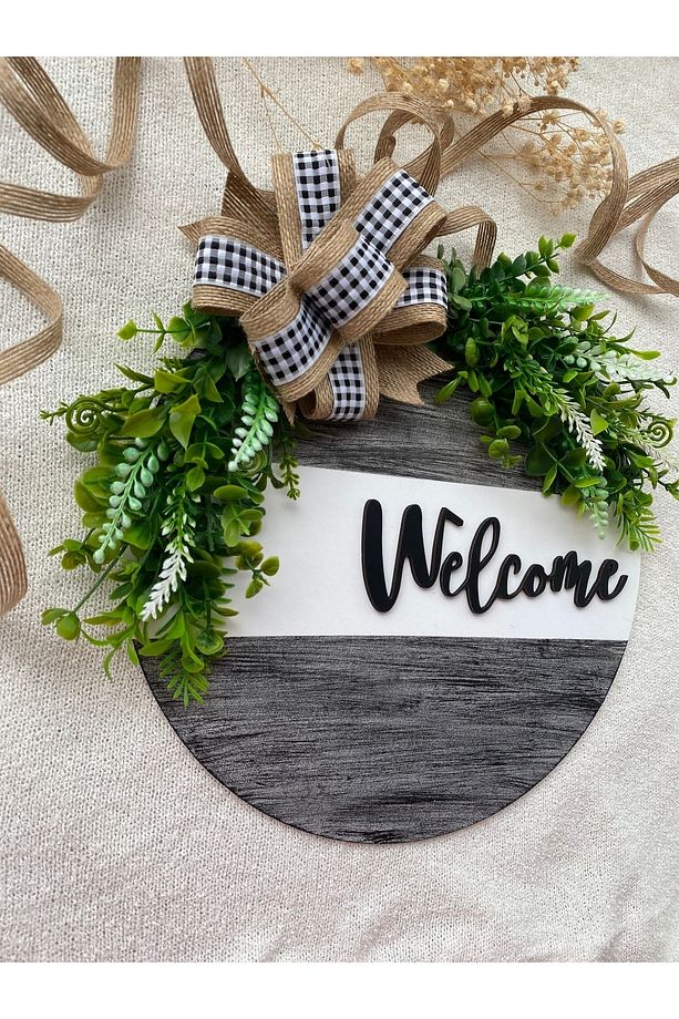 Kapı Süsü - Dış Kapı Süsü Welcome - Kapı Önü Aksesuarı Syh.kareli - 3