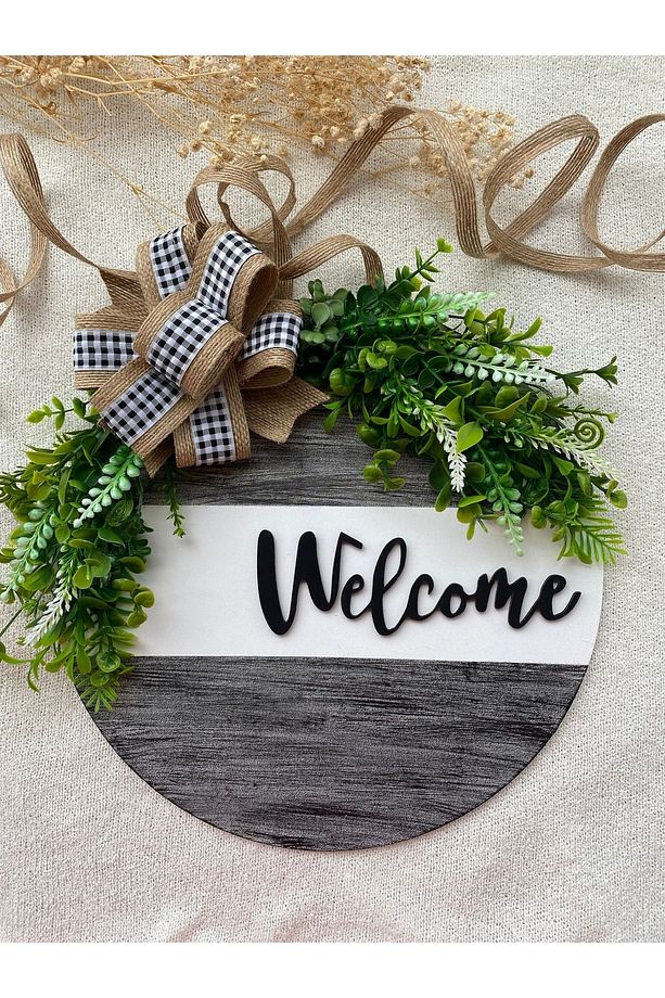 Kapı Süsü - Dış Kapı Süsü Welcome - Kapı Önü Aksesuarı Syh.kareli - 4