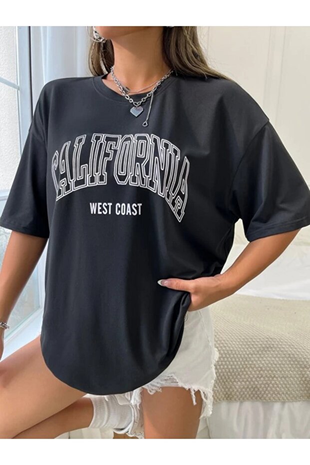 Westcoast California Printed Black T-Shirt