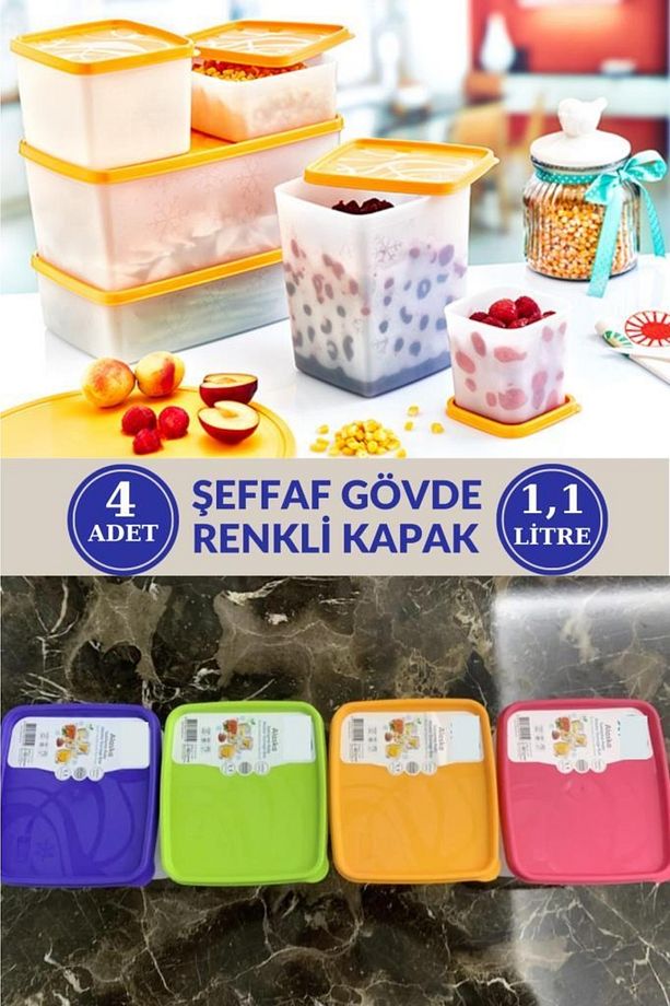 1,1 Litre Alaska No Frost Buzdolabı Dondurucu Erzak Saklama Kabı 4 Adet - 1