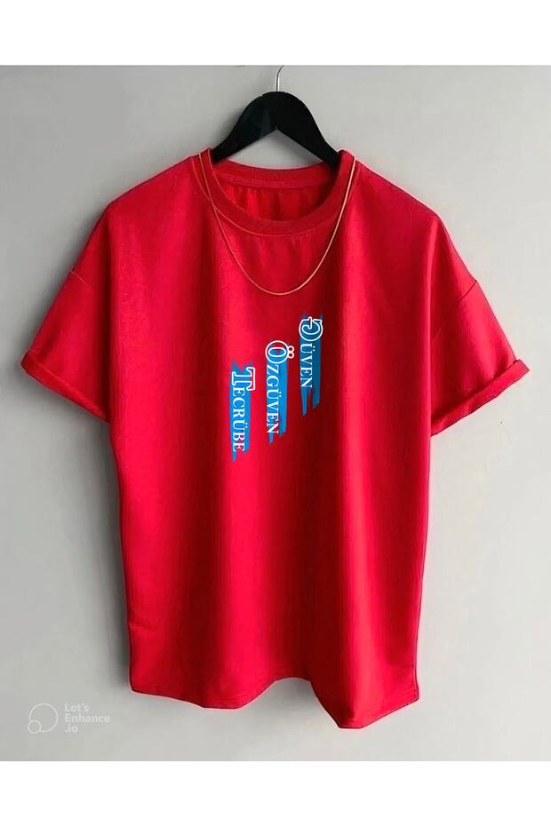 Unisex Beige Chest Vertical Printed Oversize T-shirt with Confidence Self-Confidence Experience Written