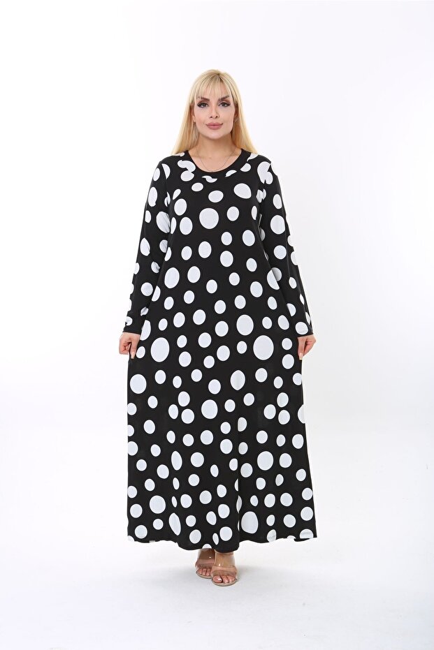 Women's Plus Size Long Sleeve Viscose Combed Cotton Hijab Suitable Long Maxi Dress