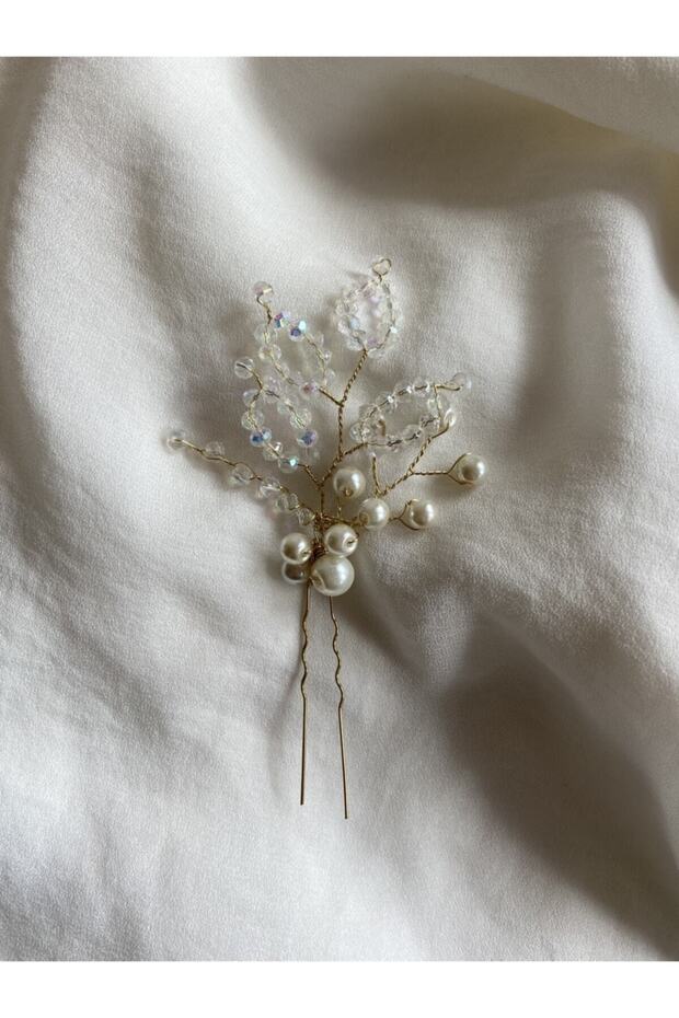 Pearl Crystal Gold Hairpin Knob Buckle