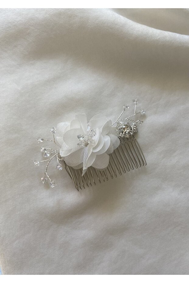 White Flower Crystal Hairpin Bridal Hair Accessory