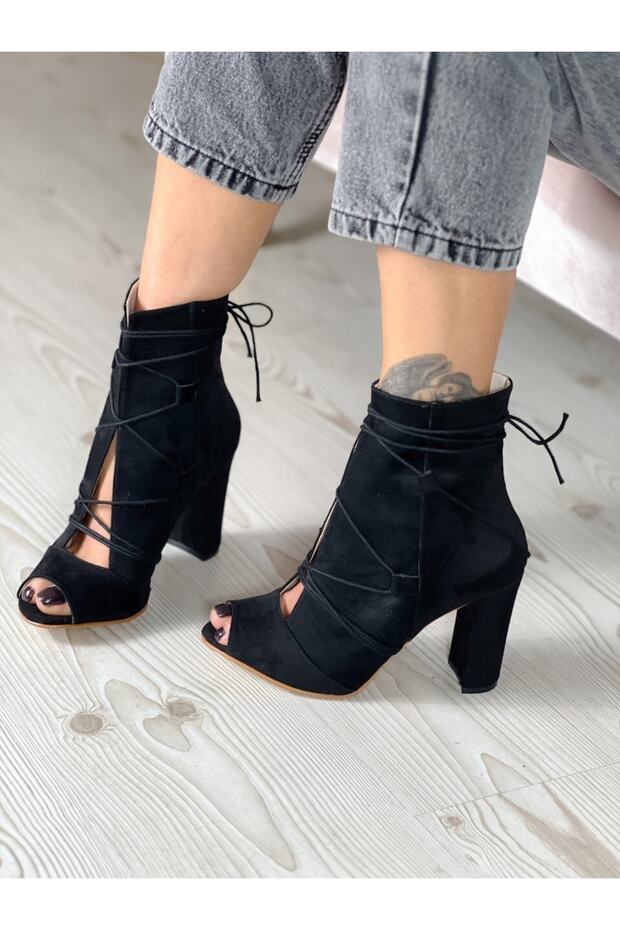 Happy Black String Summer Heels - 3