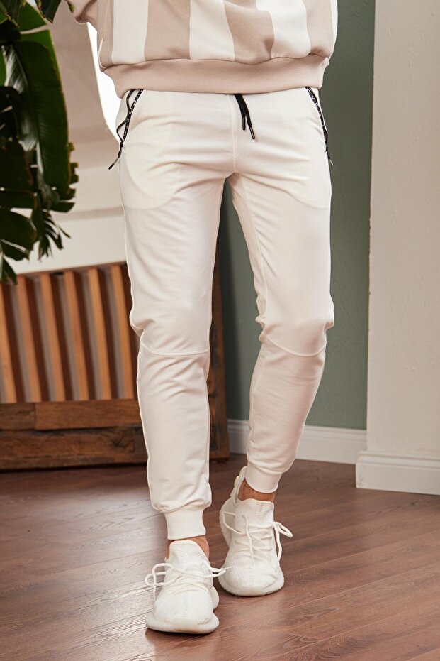 Men's Basic Sweatpants Ecru - 2