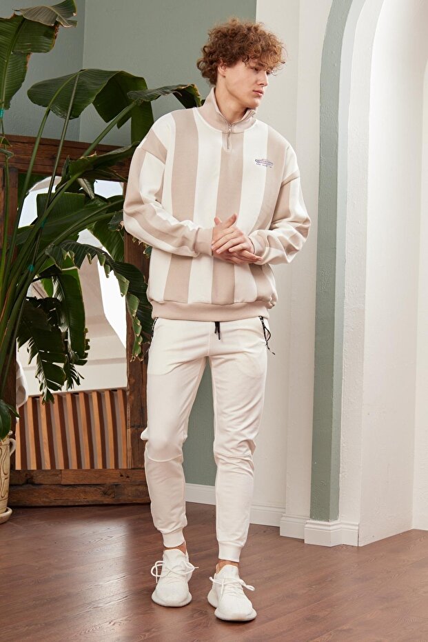 Men's Basic Sweatpants Ecru - 7