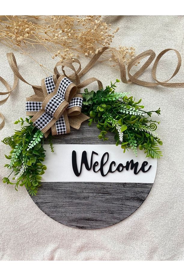 Kapı Süsü - Dış Kapı Süsü Welcome - Kapı Önü Aksesuarı Syh.kareli - 1