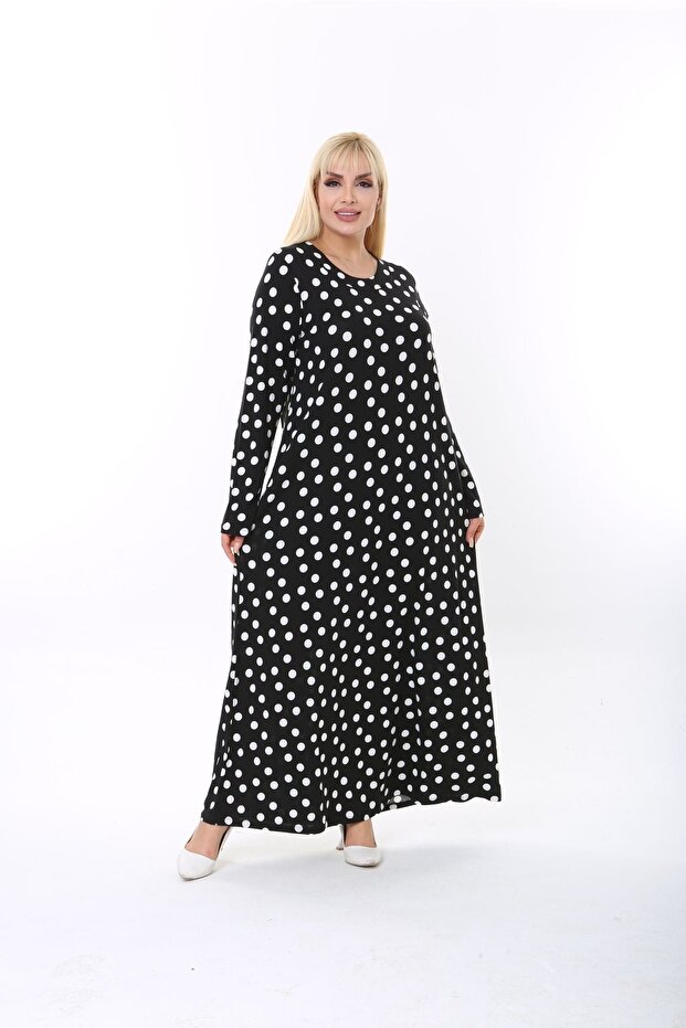 Women's Plus Size Long Sleeve Viscose Combed Cotton Hijab Suitable Long Maxi Dress