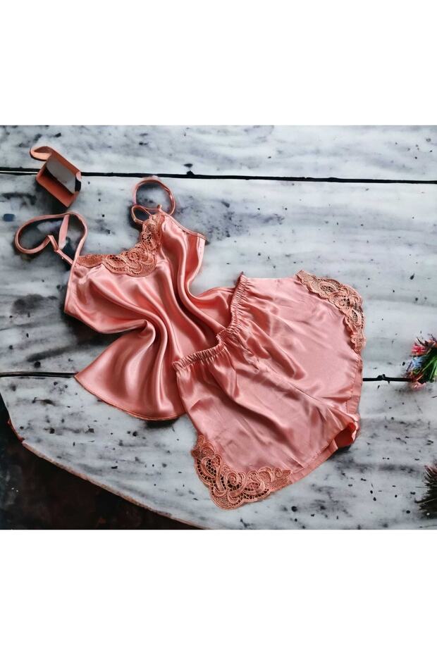 Yavruağzı Satin Nightdress Set