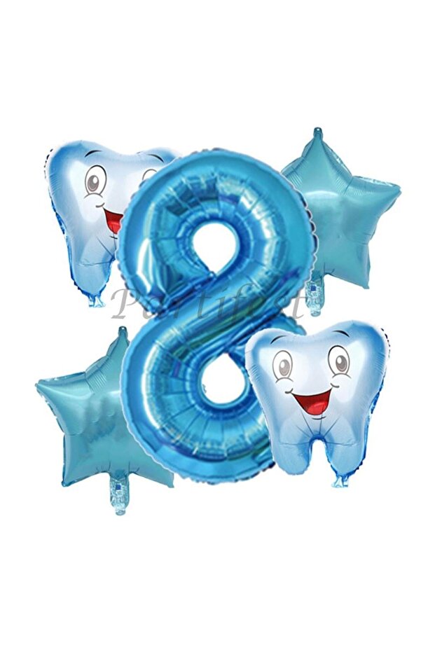 Tooth Wheat Balloon Set My First Teeth Foil Balloon Set Concept Birthday Set Age Balloon