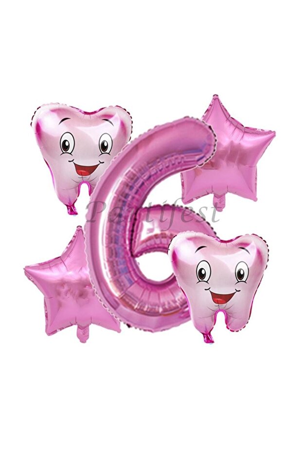 Tooth Wheat Balloon Set My First Teeth Foil Balloon Set Concept Birthday Set Age Balloon