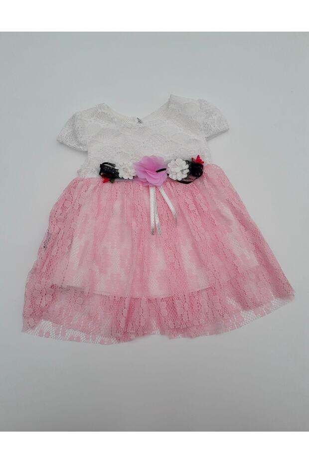 Lace Tulle Detailed Baby Girl Dress 2 Colors 3-12 Months